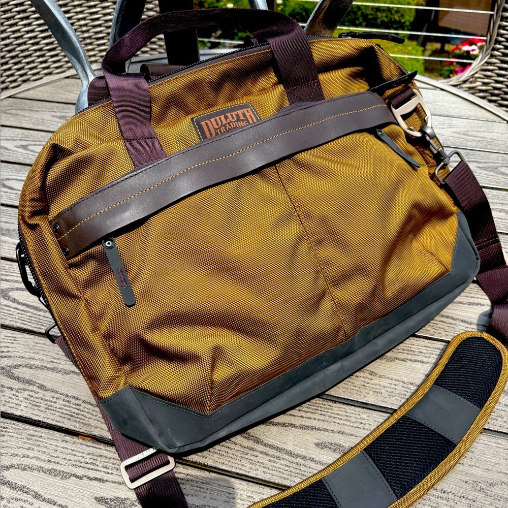 Duluth Trading Co Brown and Black Laptop Bag with Adjustable Strap